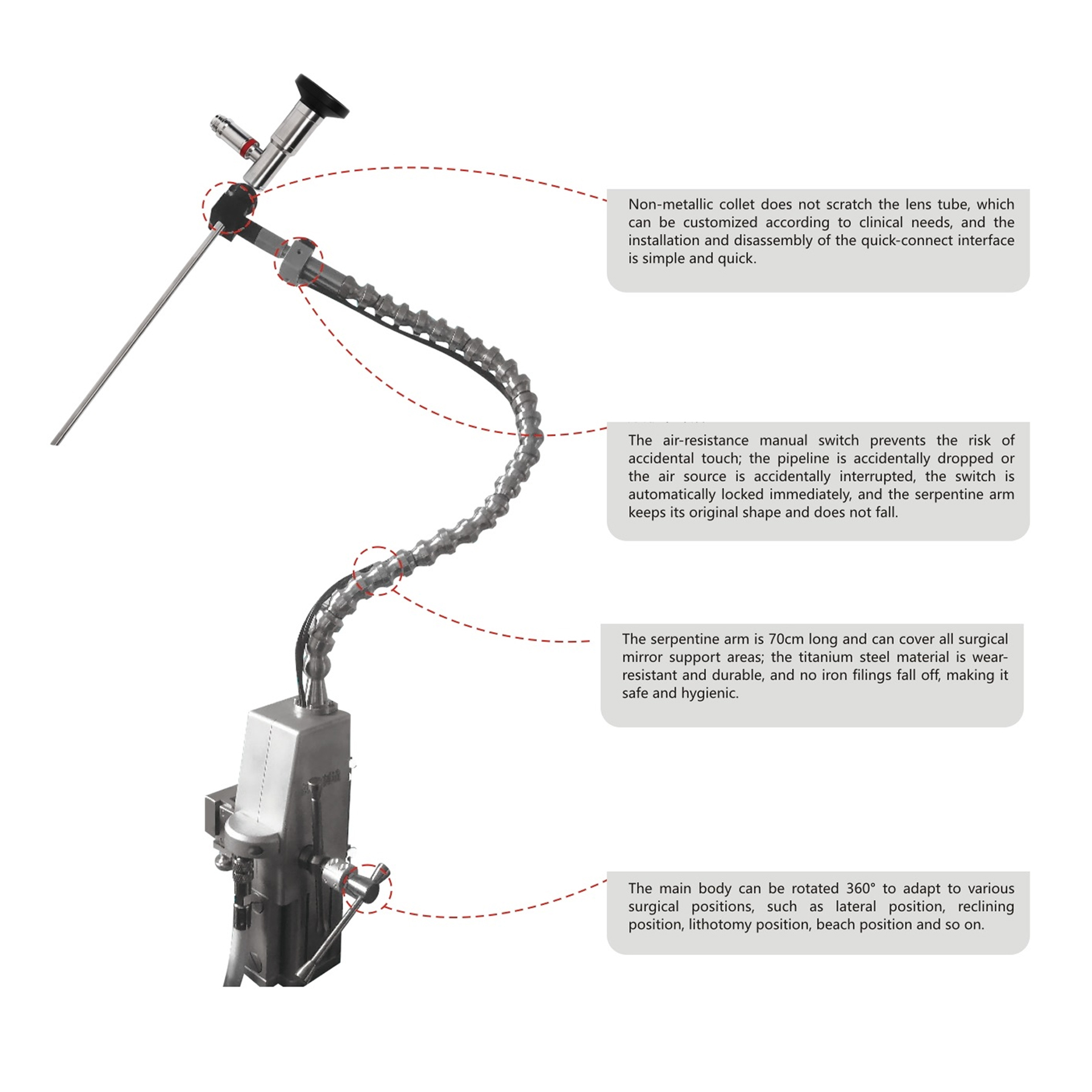 Endoscopische assistent met pneumatische arm